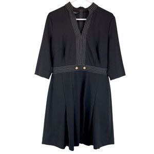 NEW MING WANG Classic Career Dress A-line Pleated Black Knee Length Sz S NWT